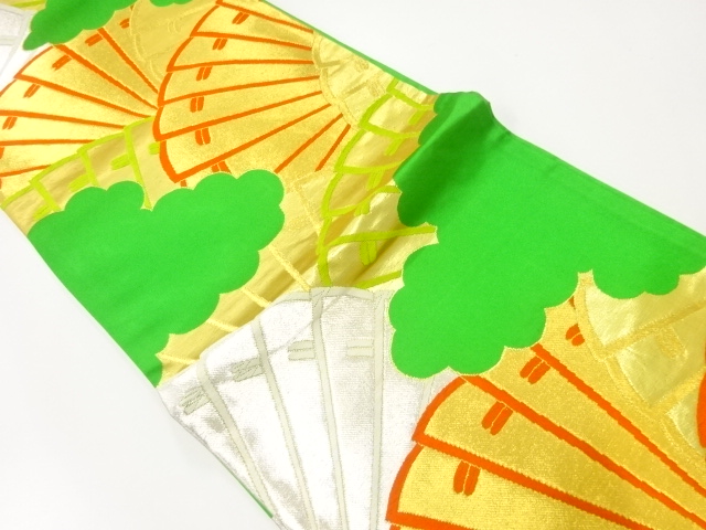 アンティーク　檜扇模様織出し袋帯（材料）